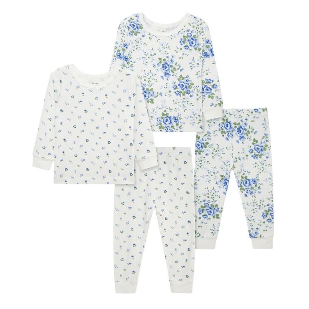 Little Me 4Pc Toile Bamboo Pajama Set, Blue
